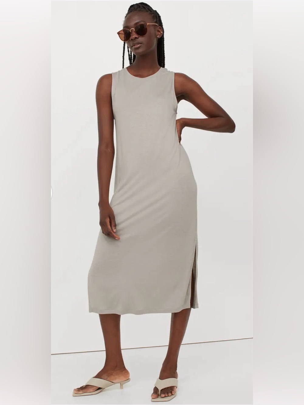 H&M Sleeveless Maxi Dress in Light Beige Size XL NWOT
